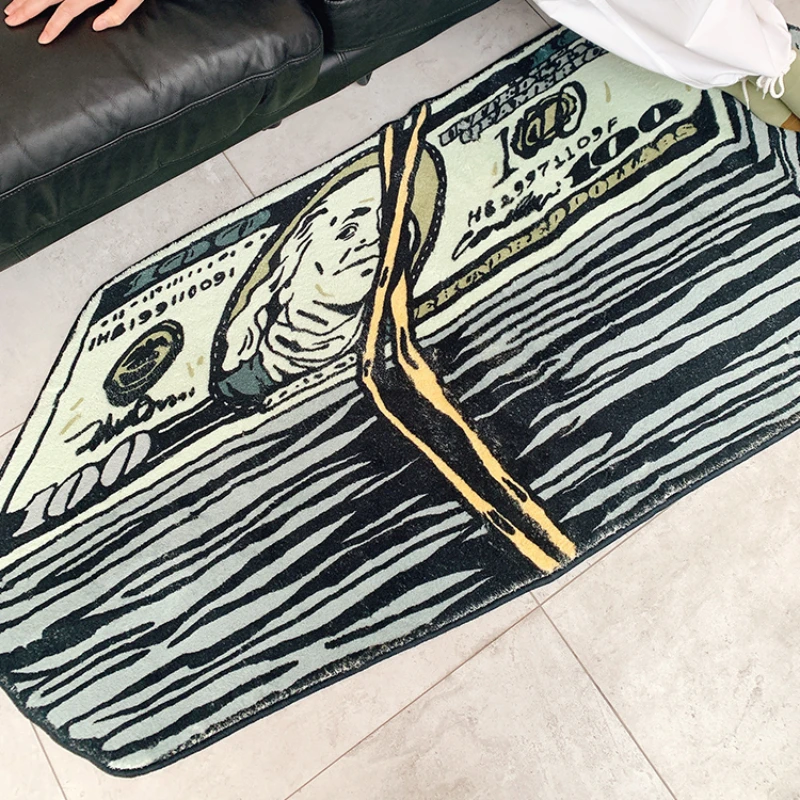 

Million Dollar Creative Carpet Money Floor Mat Living Room Bedroom Bedside Blanket Special-shaped Non-Slip Rug Home Decor Gifts