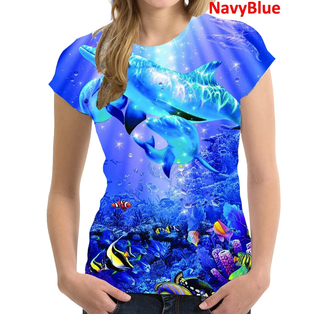 

Fashion Animal Funny Dolphin 3D Print Women Ladies Girls T-Shirt Animal Harajuku Round Neck Short Sleeve Unisex Summer Tops