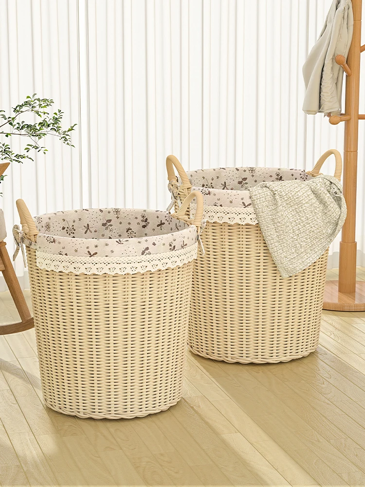 

Imitation rattan woven dirty clothes basket Household high-value dirty clothes basket Dirty clothes storage basket