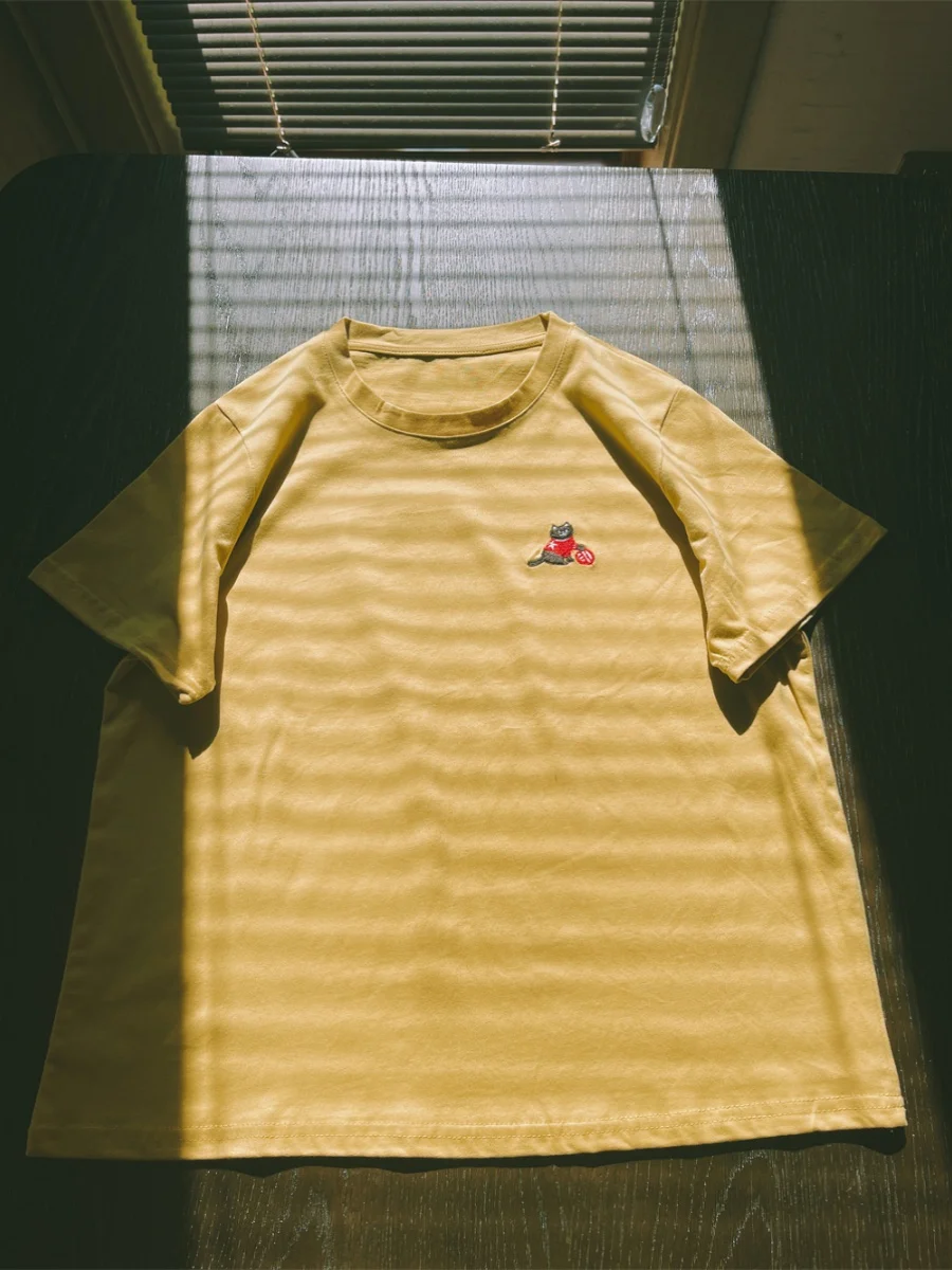 헤비 자수 베이직 오르트 스웨트 퓨어 컬러 티셔츠 연인용 편안한 오르트 스웨트 라운드 넥 퓨어 컬러 티셔츠