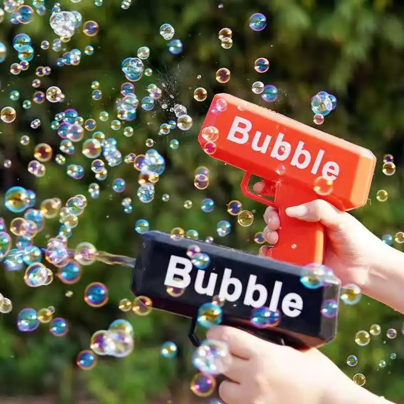 New Electric Bubble Machine Black Outdoor toy Bubble Gun Children Automatic Bubble Blowing Toys Gun Fan Combo Function