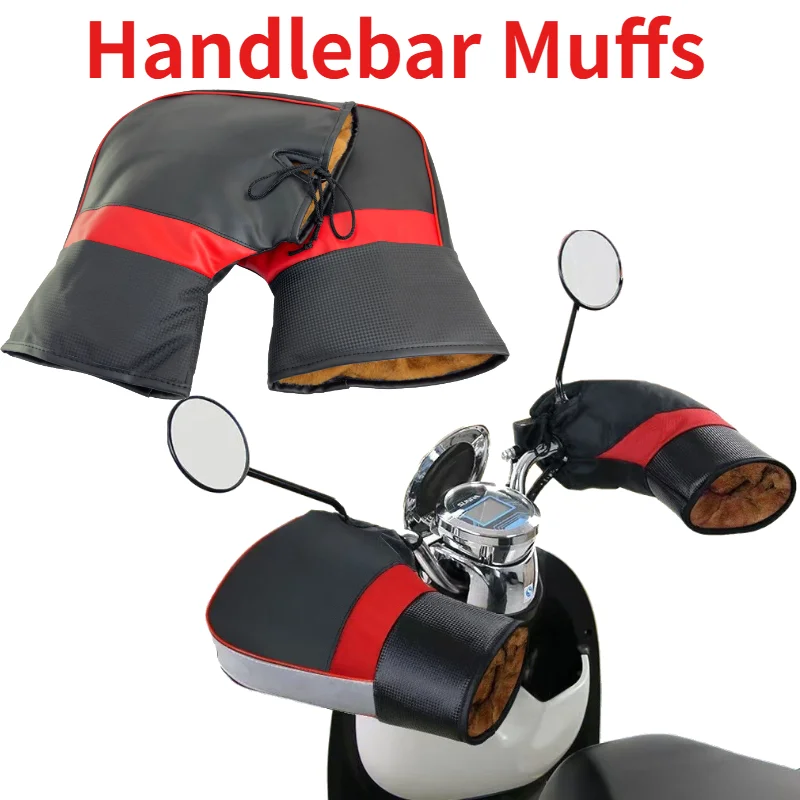 

1Pair Motorcycle Handlebar Muffs, Protective Warm Grip Hand Bar Cover, Rainproof Winter Warmer Gloves for Riding.