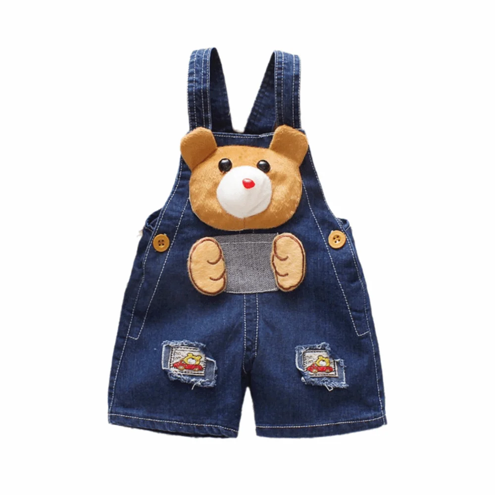 Cartoon Print Kids Denim Overalls Denim Fabric Lightweight Denim Children Denim Dungarees Short Casual Jeans Overalls