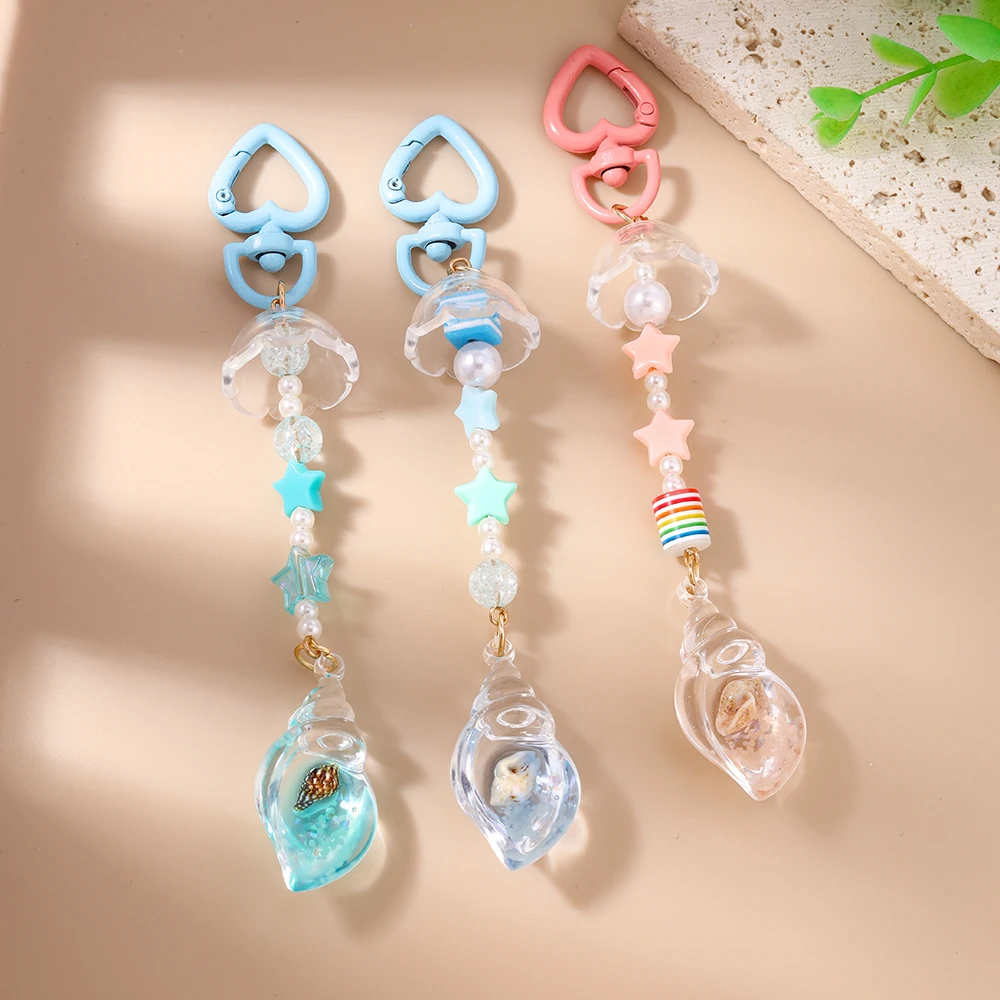 

Aihua Cute Summer Beach Keychain Lovely Resin Jellyfish Conch Shell Keychains For Women Girls Handbag Pendants Jewelry Gifts