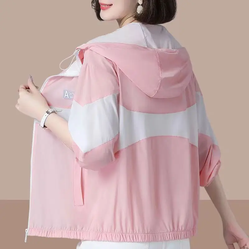 Office Lady Fashion Casual Blouses Loose Solid Color Patchwork Zipper Pockets Long Sleeve Hooded Spring Summer Women's Clothing