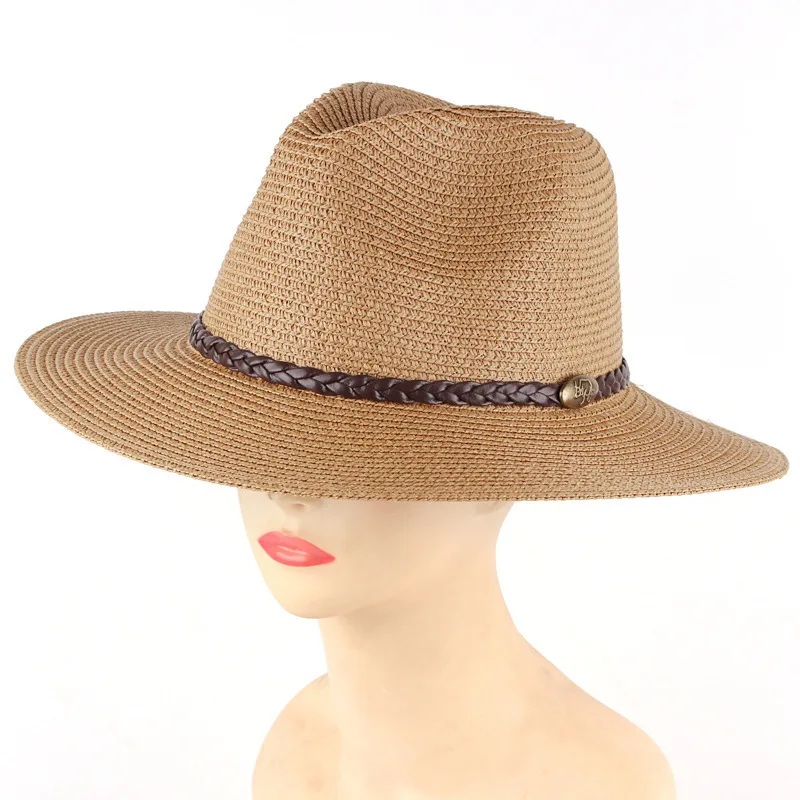 

Summer Panama Hat Women&man Sun Hat Beach Ladies Fashion Sunshade Flat Lady Casual Sun Hats For Women foldable Straw cap