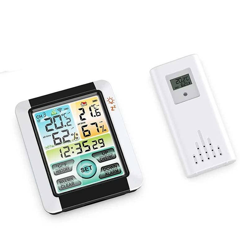 Termómetro interior y exterior, higrómetro Digital inalámbrico, medidor de temperatura con tiempo, Sensor de temperatura y humedad
