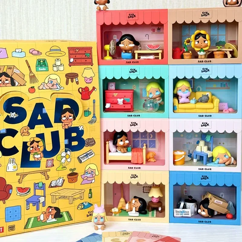

POP MART CRYBABY Sad Club Series Scene Sets by Molly 1PC/9PCS POPMART Blind Box Anime Action Figure Cute Figurine Cry Baby