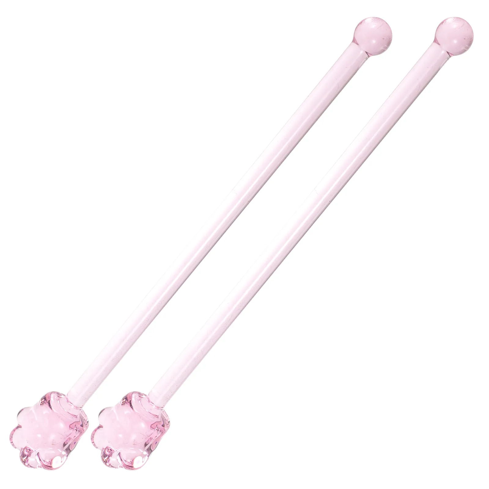 2Pcs Cat Paw Shaped Glass Stirrers Multi Function Reusable Drink Mixing Rods for Cocktails Coffee Beverages Barware