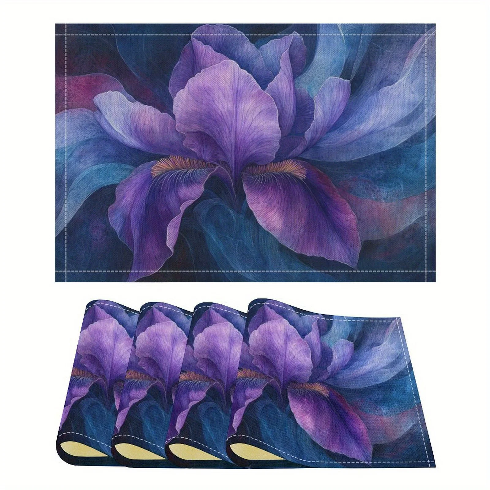 

Set of 4 Placemats Featuring a Petal Design - Perfect for Festive Dining, Decorative Mats, Suitable for Holiday Parties, Birthda