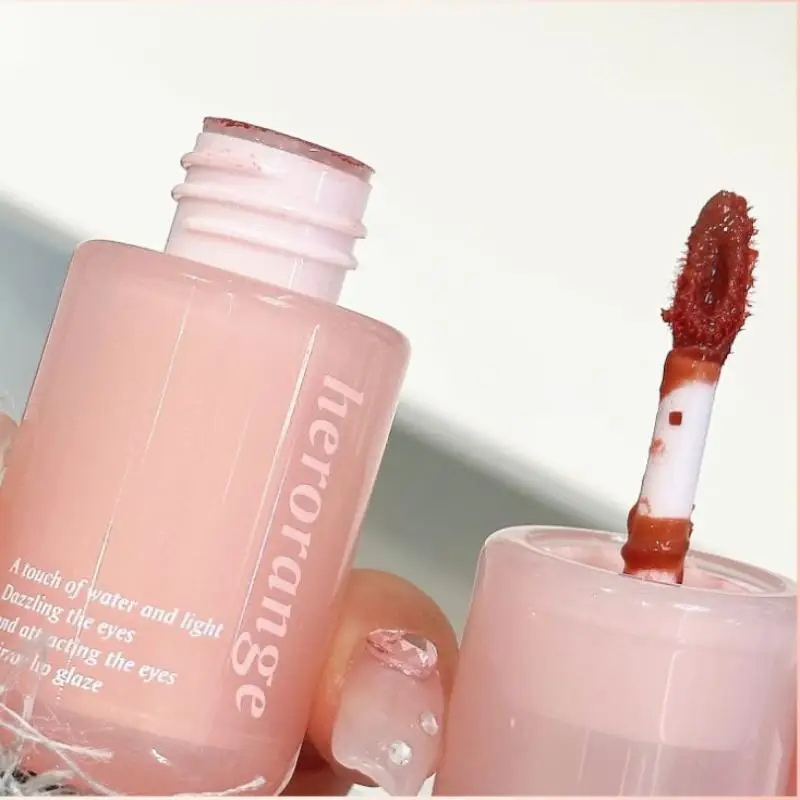 HERORANGE Spiegelwasser-Lipgloss, Kristallgelee-Lippenstift, feuchtigkeitsspendend, aufpolsternd, feuchtigkeitsspendend, farbige Lippentönung, Lippenpflege, Make-up, Schönheit