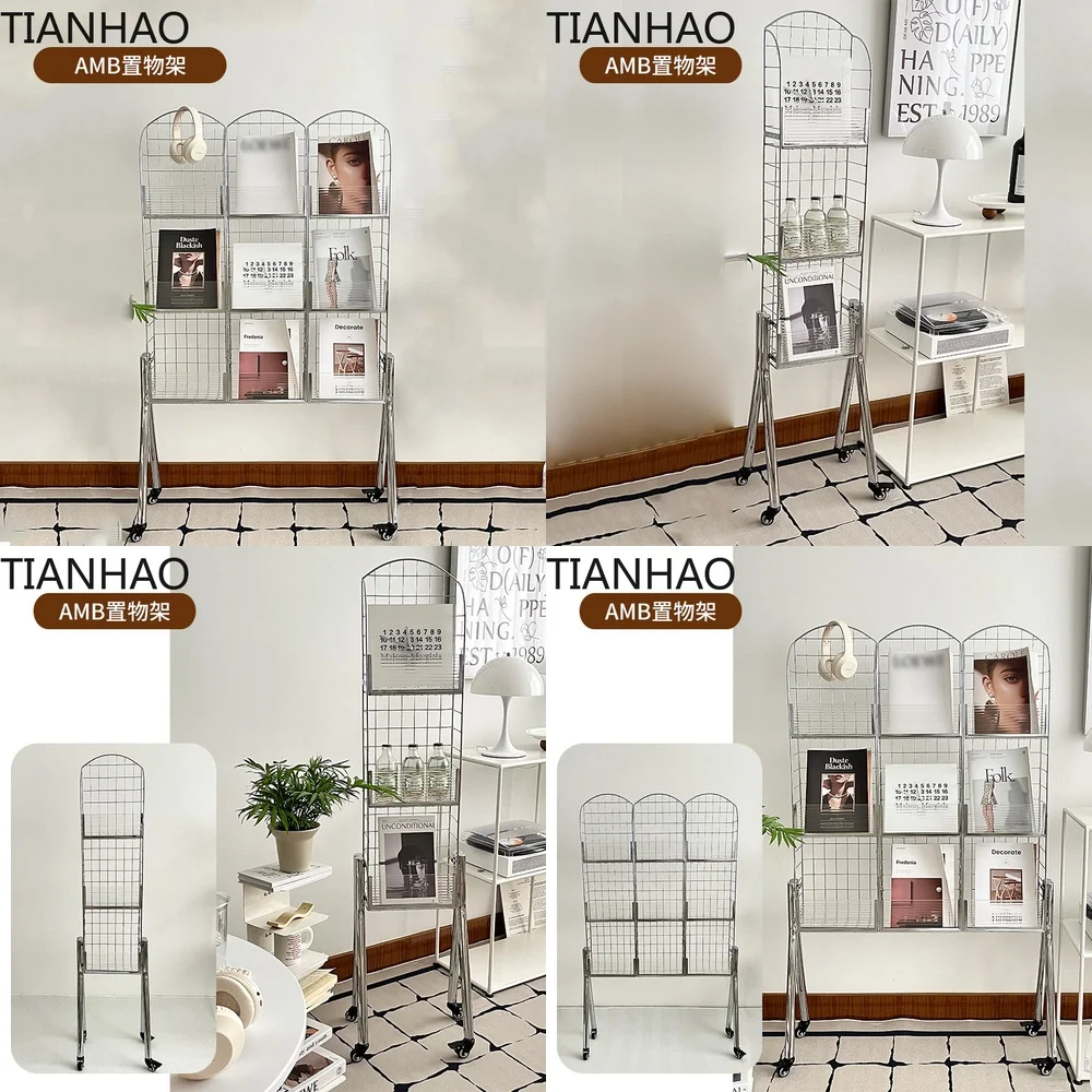 Nordic Style Iron Art Electroplated Modular DIY Shelf for Living Room Storage and Display Study Organization