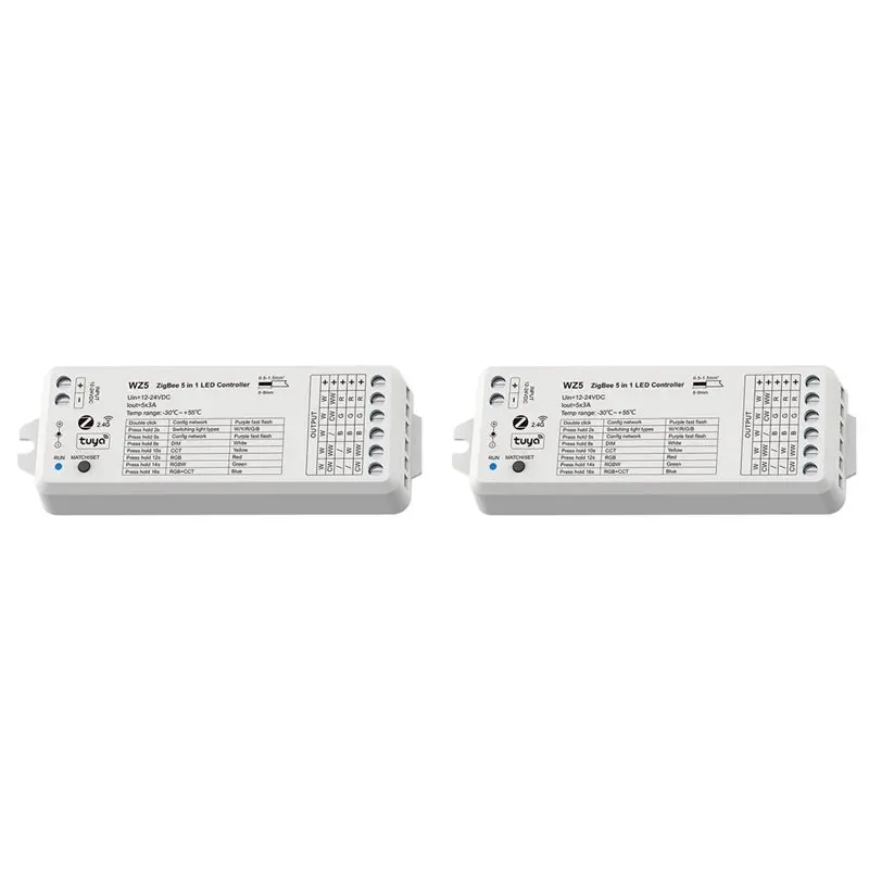 【PARTY  DAY】2X Tuya Zigbee LED Controller 5In1 RGB CCT RGBW RGBCCT DC 12V 24V 15A LED Strip Light Smart Life Voice Alexa Home WZ
