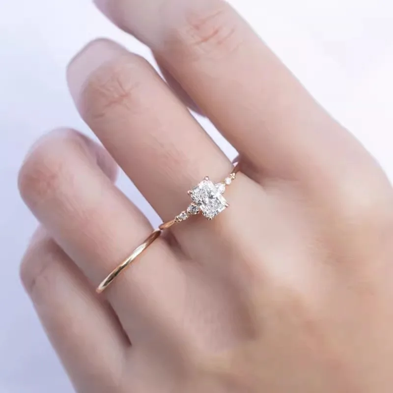 

IGI Lab Growing Diamond Ring Radiant D Color 1 2 3 4Ct Solid 18K Rose Gold Ring Diamond wedding ring Factory Engagement Ring