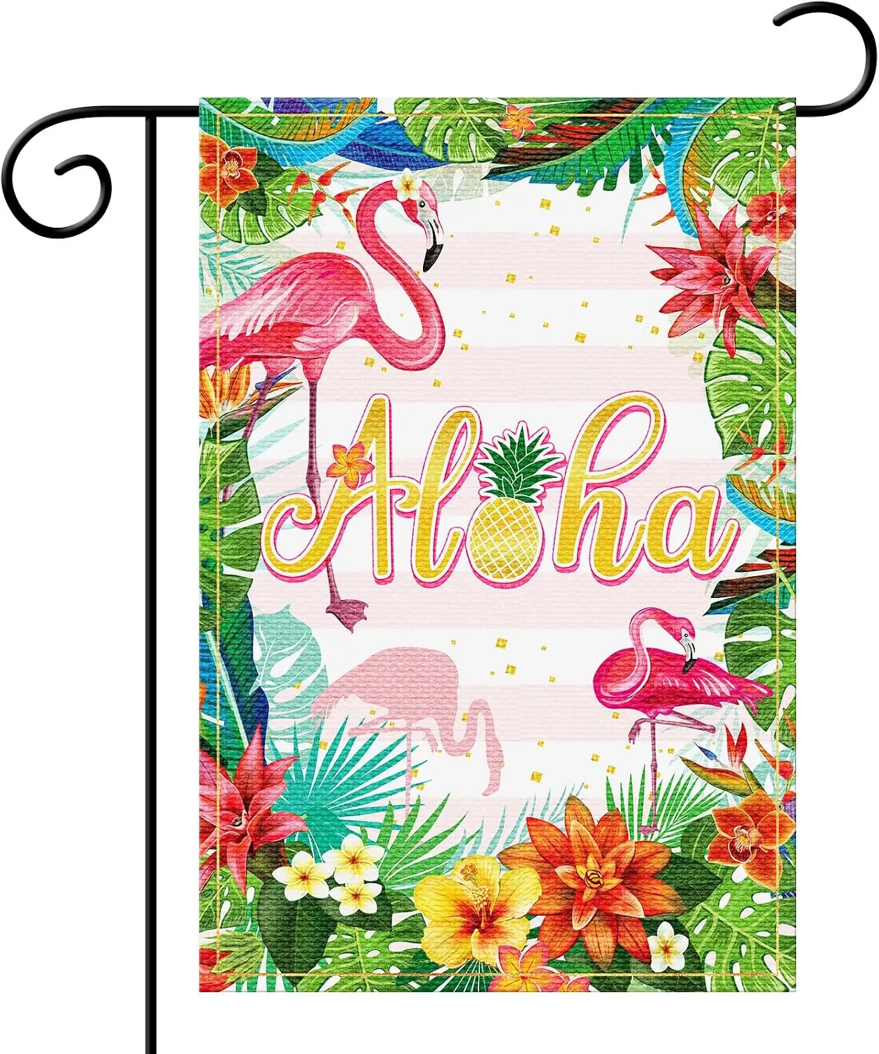 Aloha Garden Flag, Flamingo Hawaii Tropical Luau Party Farmhouse Yard Flag Summer Party Outdoor Indoor Decor Summer Beach La uui