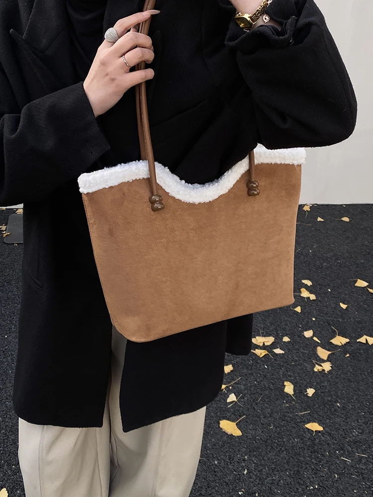 

Женские сумки-тоут из искусственной замши в стиле ретро, осенние универсальные трендовые сумки на плечо большой вместимости, новые повседневные повседневные сумки для повседневных поездок