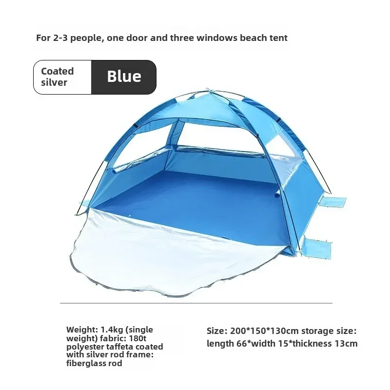 Outdoor Camping Tent 2-3 Person Easy Setup Sun Shelter UPF 50+ Beach Picnic Sunshade Canopy Camping Tent Travel Mosquito Nets