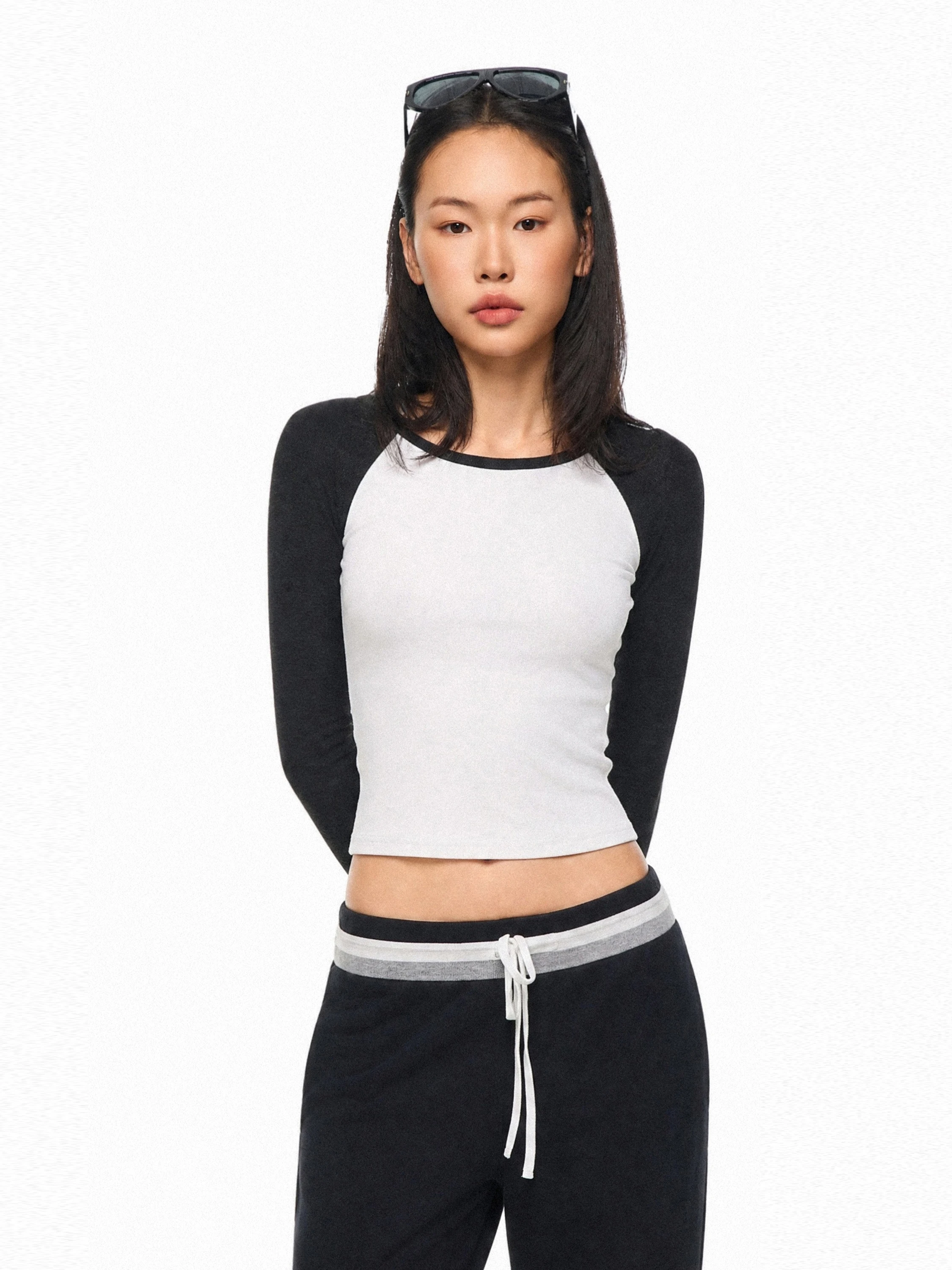 GoGo Burn Women's Slim Fit Long Sleeve T-Shirt round Neck Color Block Casual Style Autumn New Arrival Fashion Top