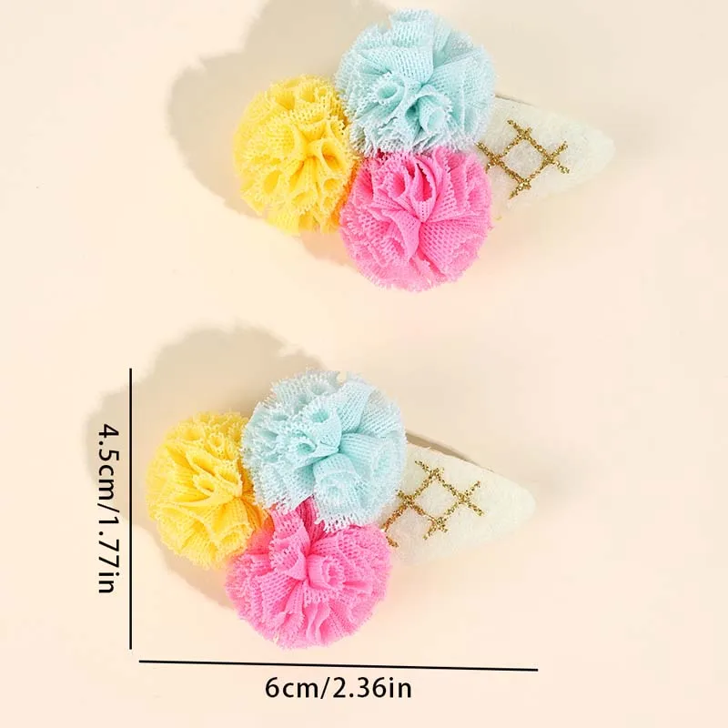 Ncmama 2 pezzi fermagli per capelli gelato per bambini ragazze carino colore palla fiore tornante accessori per capelli per bambini copricapo