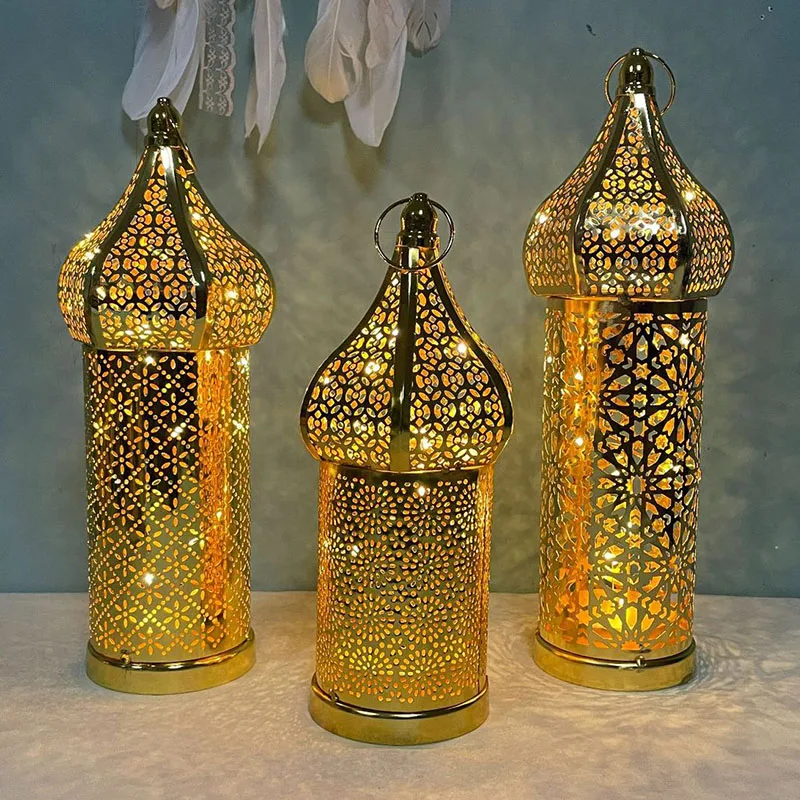 Battery Powered Eid Lights Decorations for Home Masjid Lanterns Ramadan Kareem Mosque LED Night Light Islam Muslim Party Supplie