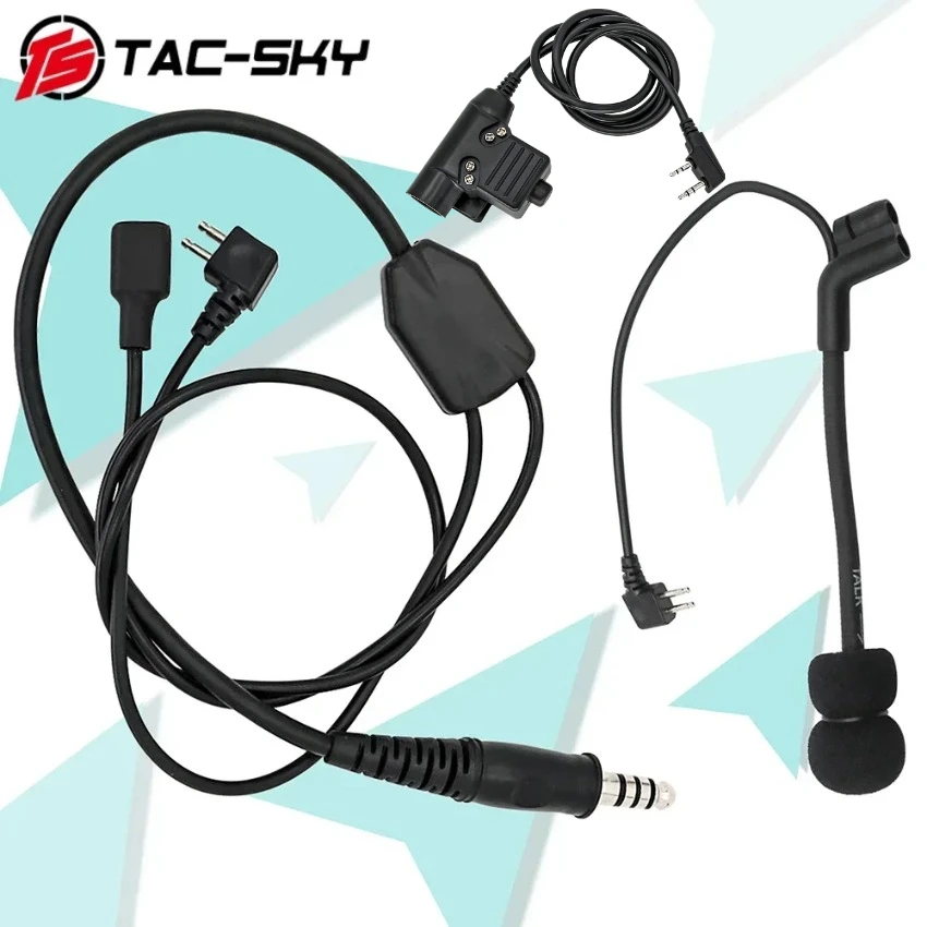 Tactical Headset Adapter Y Cable Kit Mic Adapter Tactical U94PTT for Pelto Comtac IPSC Noise Cancelling Pickup Shooting Headset