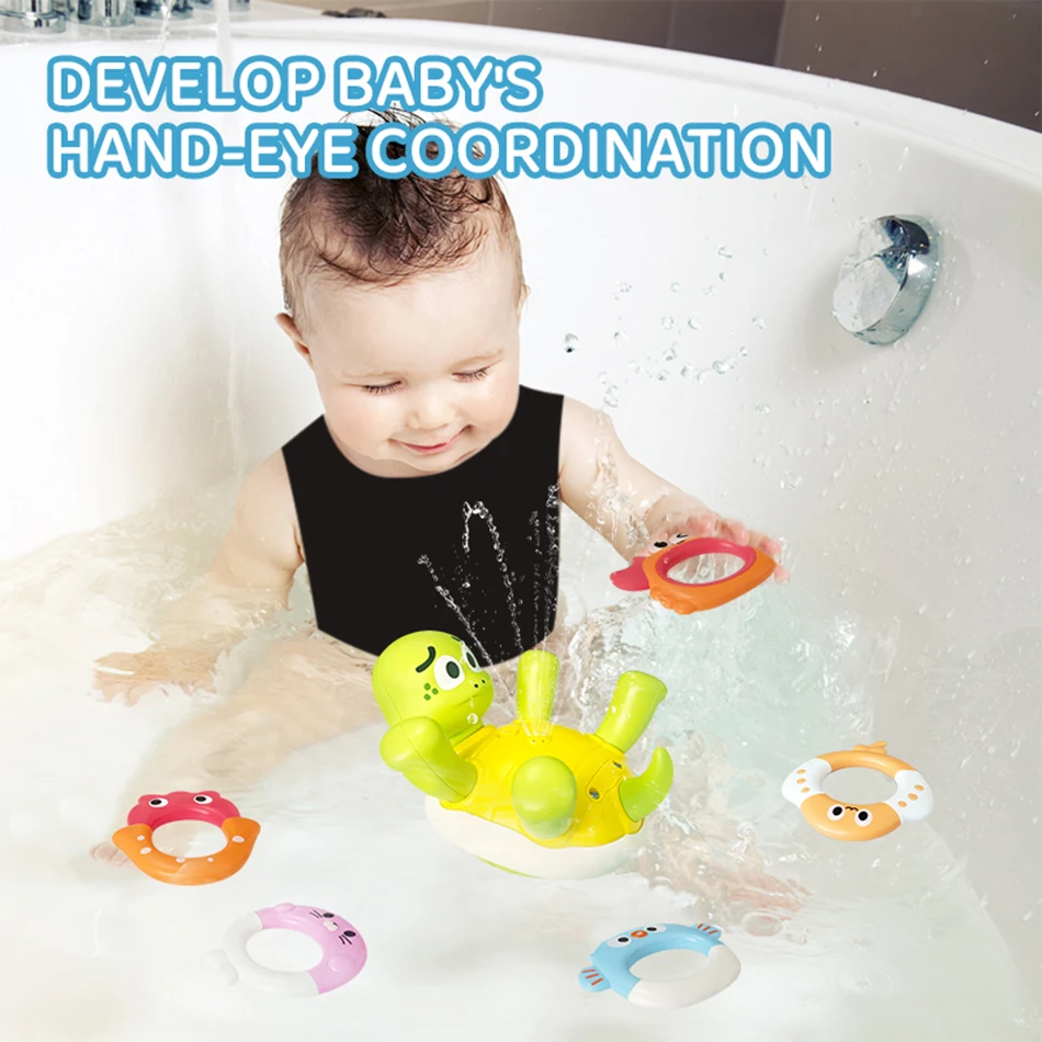Tortue électrique mignonne, tortue de natation, pulvérisation d'eau, jouets de salle de bain, jouets interactifs Parent-enfant pour enfants, jeu d'eau