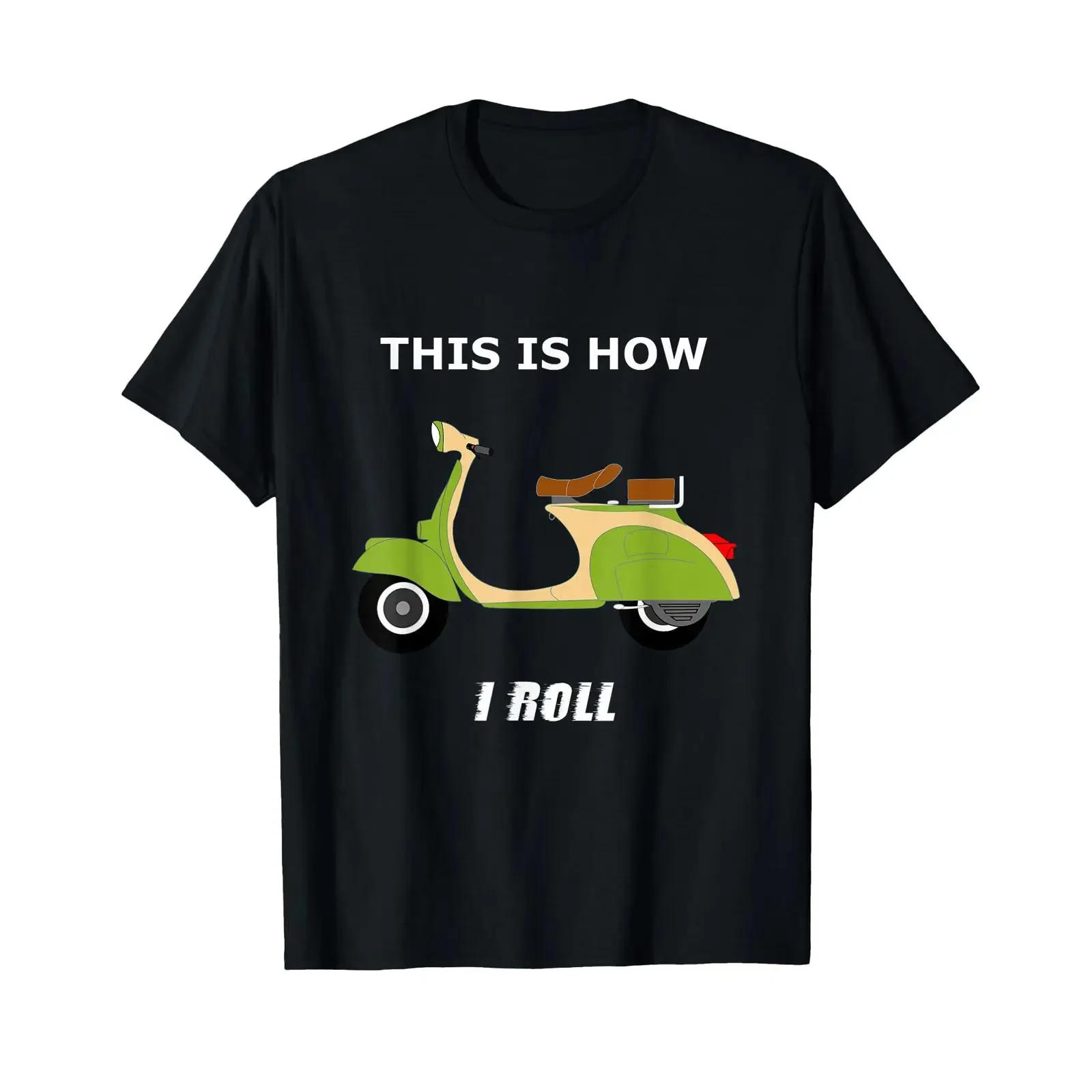 Vintage italienisches Moped-T-Shirt „This is How I Roll“ im Vintage-Stil, gewaschen, bequem, für Herren, Unisex-Oberteil für den Alltag, mit Grafik