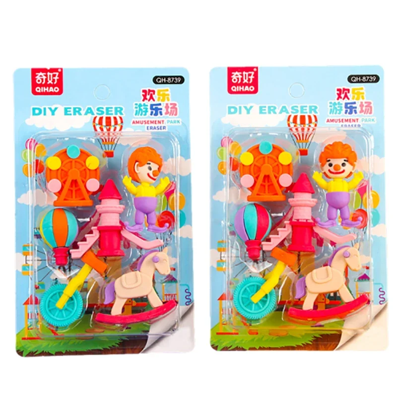 1card Eraser Cartoon Creative Child Eraser Public Playground Clown Children Cute Eraser