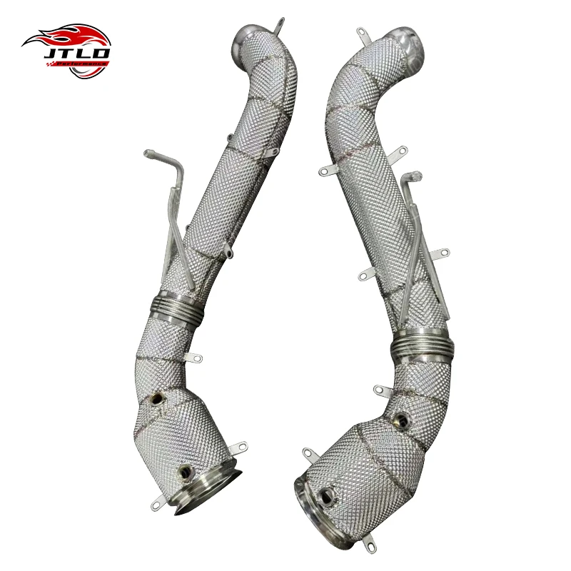 McLaren MP4-12C 650S 675LT Performance Exhaust Front Pipe With Heat Shield Wrap Stainless Steel Downpipe