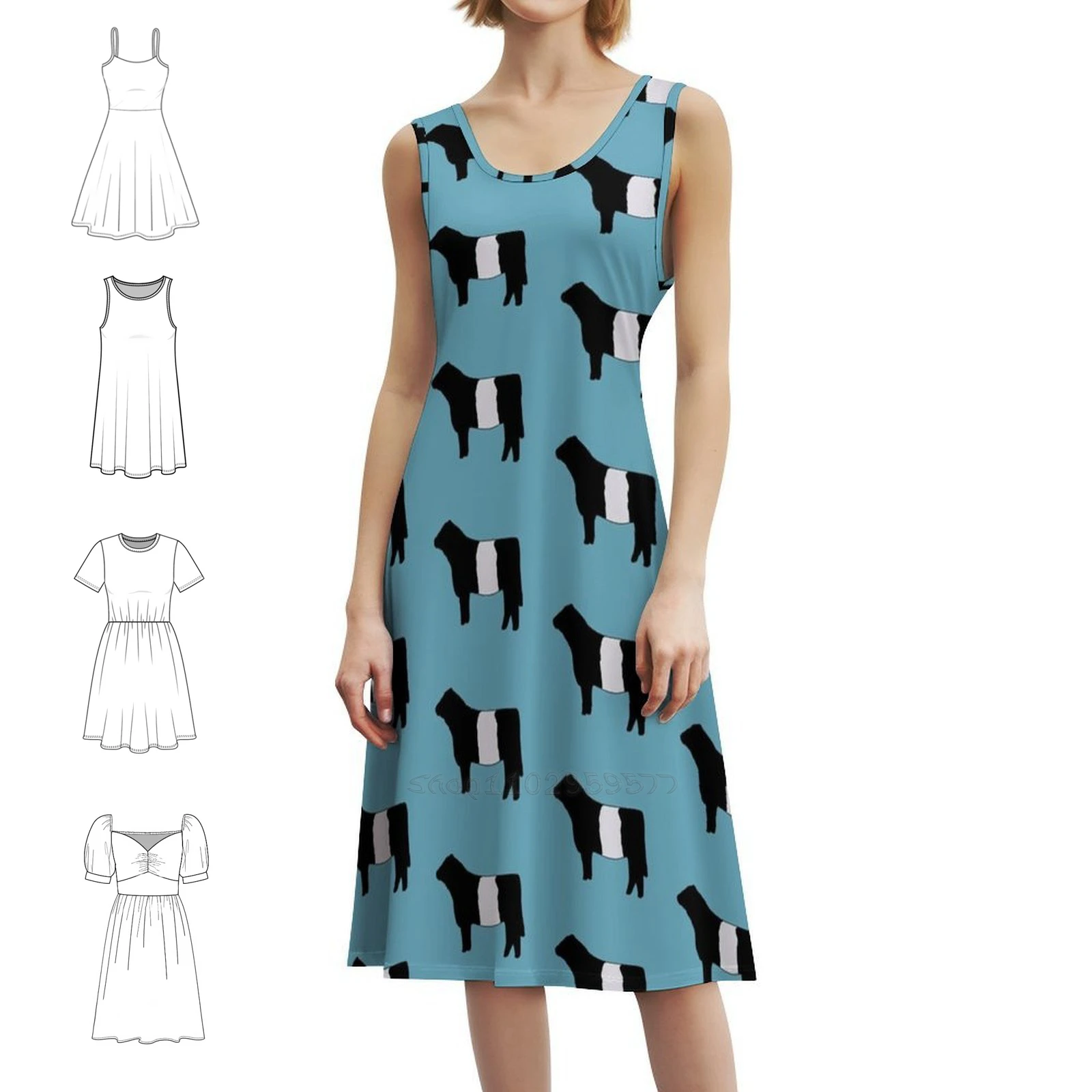 بحزام جالواي البقرة الكورية نمط فستان كاجوال للنساء بسيط اليومية مكتب سيدة فساتين البقرة الأبقار البقرة تولد الثور البقرة لحم البقر #1