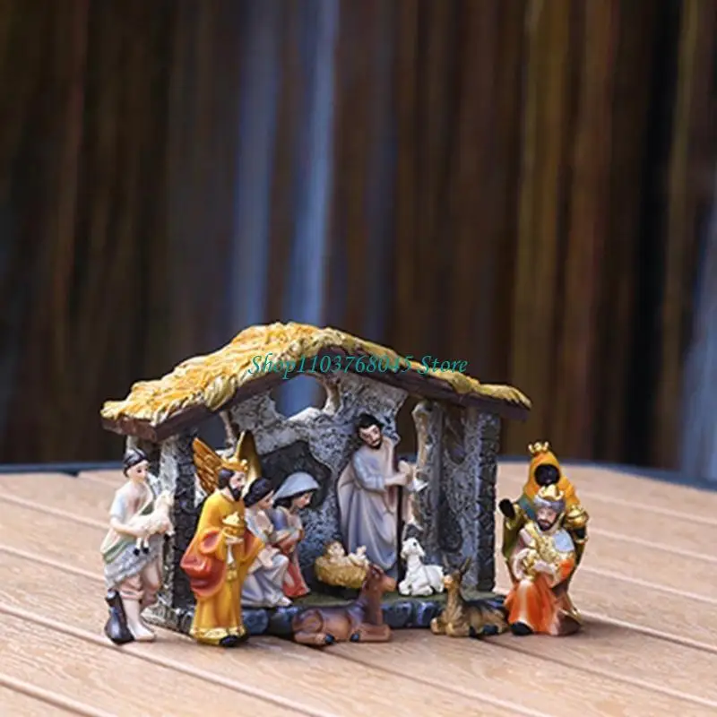 R53F Jesus Nativity Figurine Household Decor Meditation