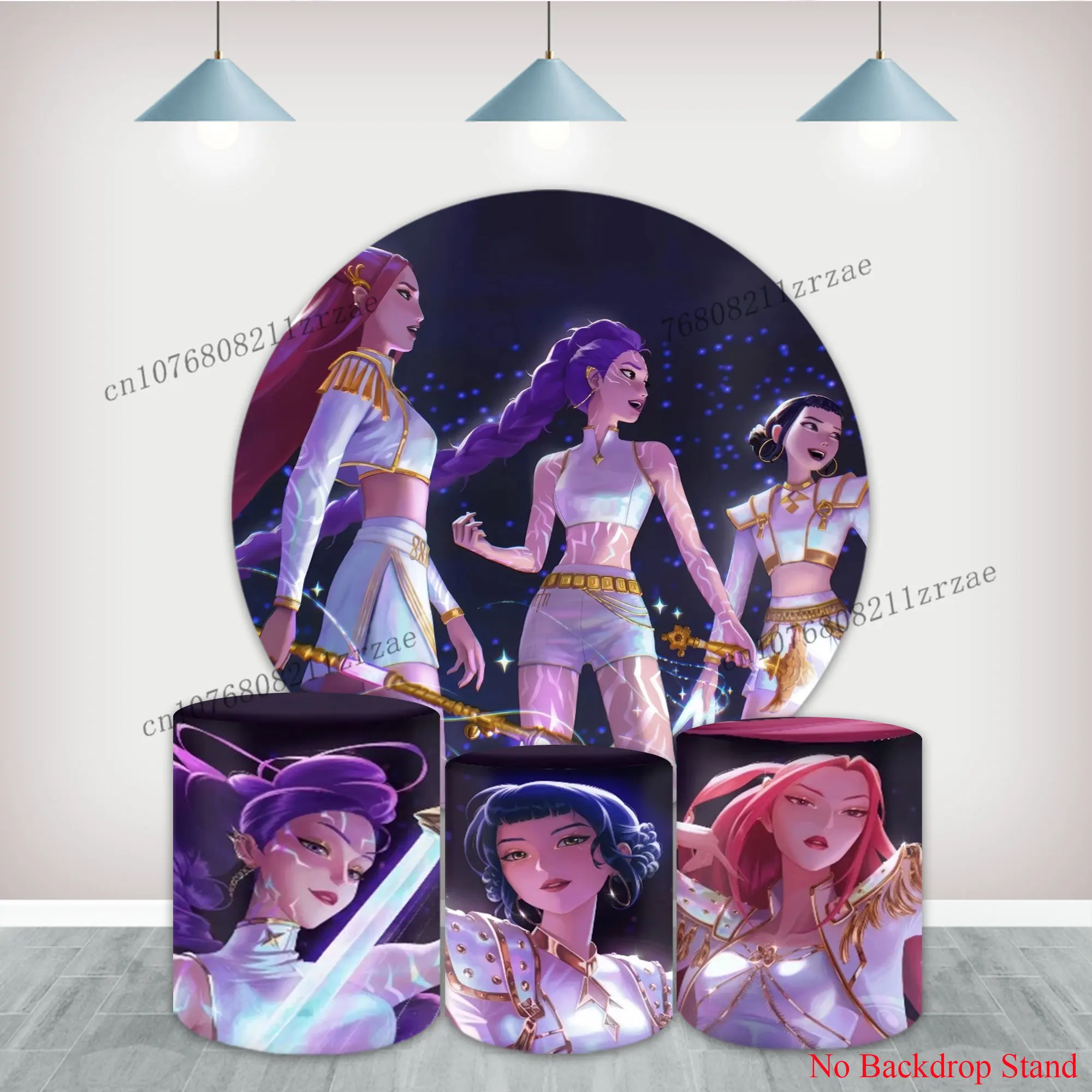 

KPop Demon Hunters Round Backdrop Girl Birthday Party Decor Rumi Zoey Mira Photo Background Baby Shower Banner Photography Props
