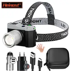 Heinast Multifunction Headlamp High Power Sensor LED Lamp Battery Rotating Zoom Flashlight Outdoor Camping Night Fishing Lamp