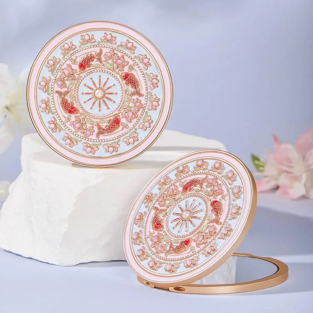 Ręcznie Robione Metalowe Lusterko do Makijażu Składane Kreatywne Lusterko Kosmetyczne Przenośne Wykwintne Lusterko Ręczne dla Kobiet
