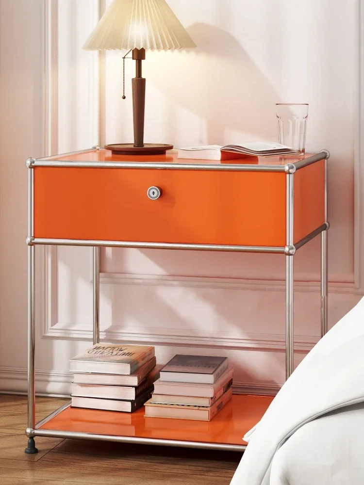 

Stainless steel second-hand bedside table, USM bedroom, modern and simple shelf, net red module, storage, TV sideboard, whole