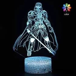 Disney Movie Star Wars 3D Darth Vader Table Lamp Creative Gifts Visual Stereoscopic Cartoon Lights Touch LED Night Lights