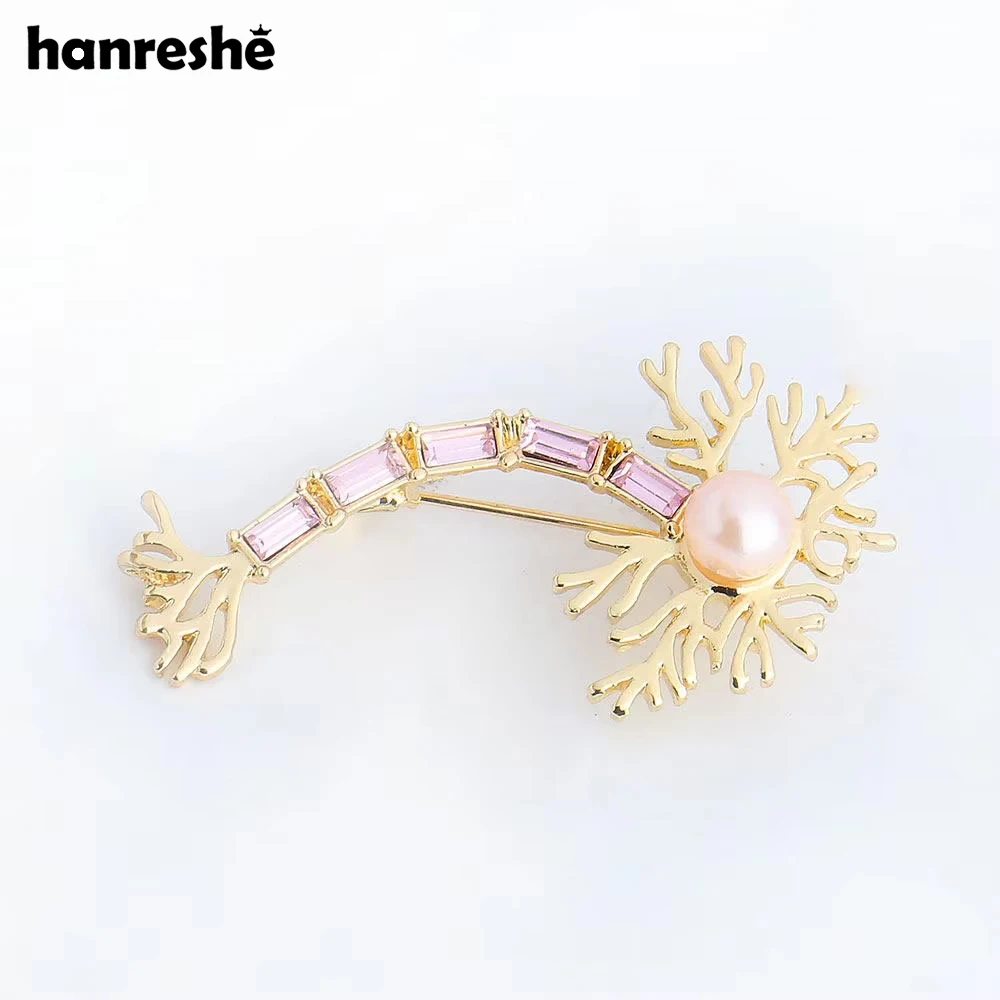Hanreshe Neuron Pin Brooch Crystals Medical Jewelry Brain Nerve Cell Brooch Chemistry Jewelry Gift for Doctor Nurse Pin Women