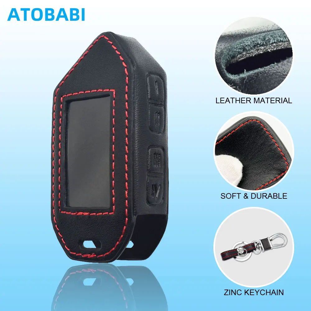 Leather Car Key Cover Bag For Scher-Khan Mobicar A B 1 2 3 M10 M20 Two Way Car Alarm System LCD Remote Fobs Shell Case Accessory