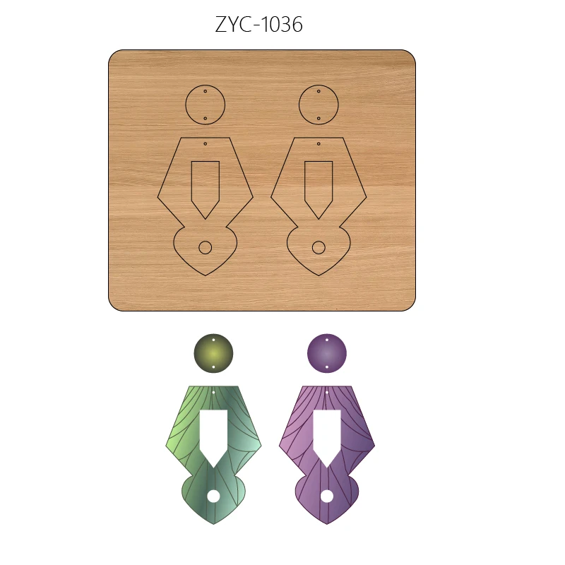 Wooden Earring Cutting Mold, Suitable for Die Cutting Machines, ZYC-1036