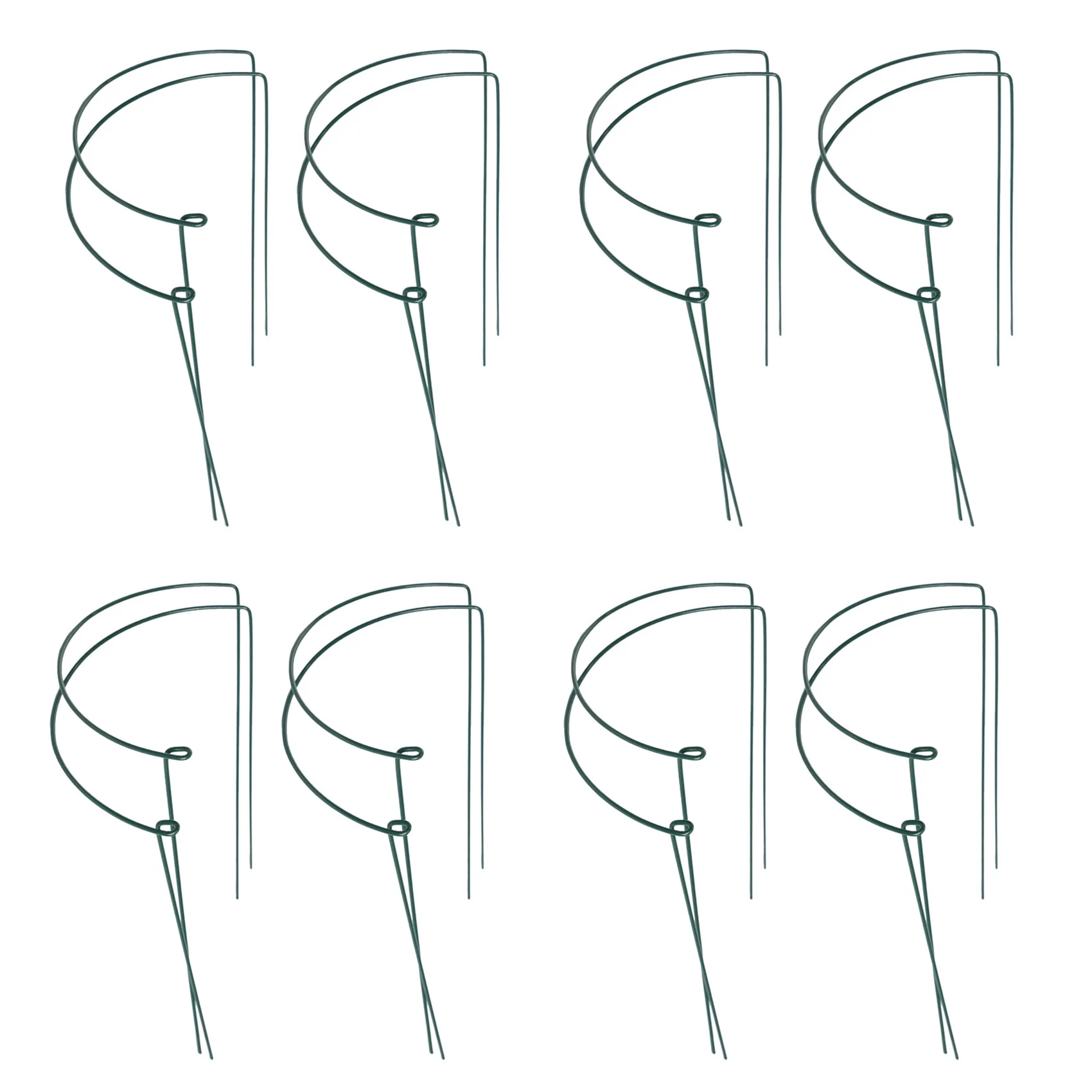 

ABFS 16 Pcs Plant Support Stakes Ring Cage Metal Garden Plant Stake Green Half Round Plant Support Ring Large Plant Supports