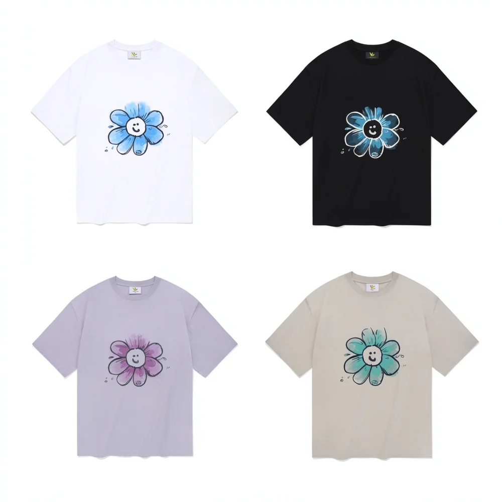 Women Summer Cotton T Shirt Loose Fit Short Sleeve Round Neck Graphic Print Floral Casual Streetwear Fashion Basic Top