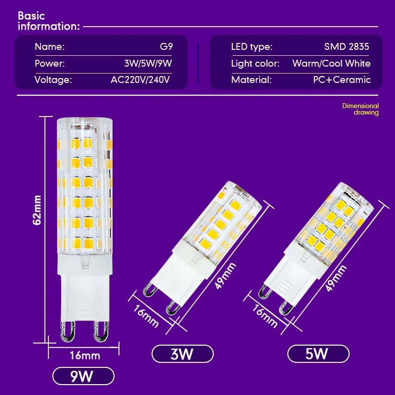 1-8pcs LED G9 Corn Bulb 3W 5W 9W Ceramic Lamp Light 360° Beam Angle SMD2835 Cold/Warm White AC220V for Home/Office Lighting