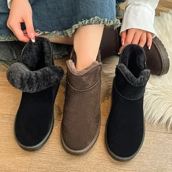 Snow boots female fur one short winter new style thickened velvet warm cotton shoes