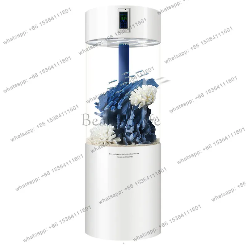 Cocoa aquarium cylindrical fish tank vertical household bottom filter acrylic fish tank
