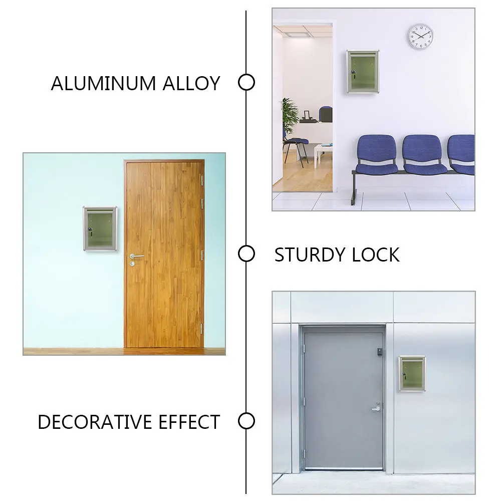 2Pcs Transparent Wall Mounted Metal Suggestion Mailbox Lock Multi Purpose for Office Home School Fundraising