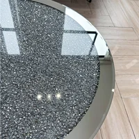 Luxury Silver Round Mirrored Coffee Table Elegant Accent Side Table with Glass Tabletop for Living Room Bedroom 6