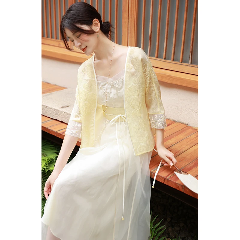 

Original New Chinese Sle Women's Clothing Set Ancient Retro Hanfu Open Cardigan Dr Ensemble Nylon Summer