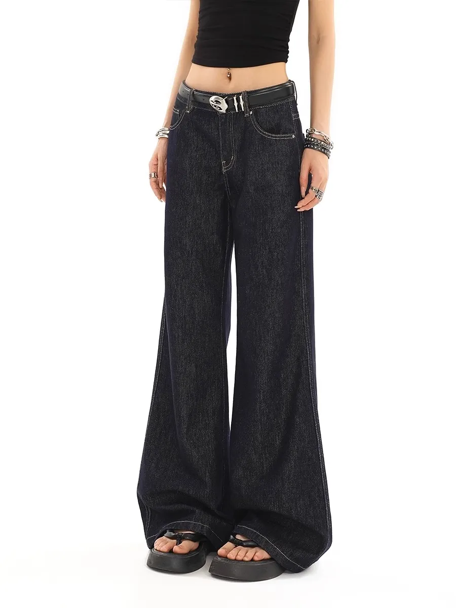 

y2k Vintage Women Jeans Wide Leg Low Waist Jeans Women's Loose Fit New Style Casual Loose Feeling Micro Flare Pants