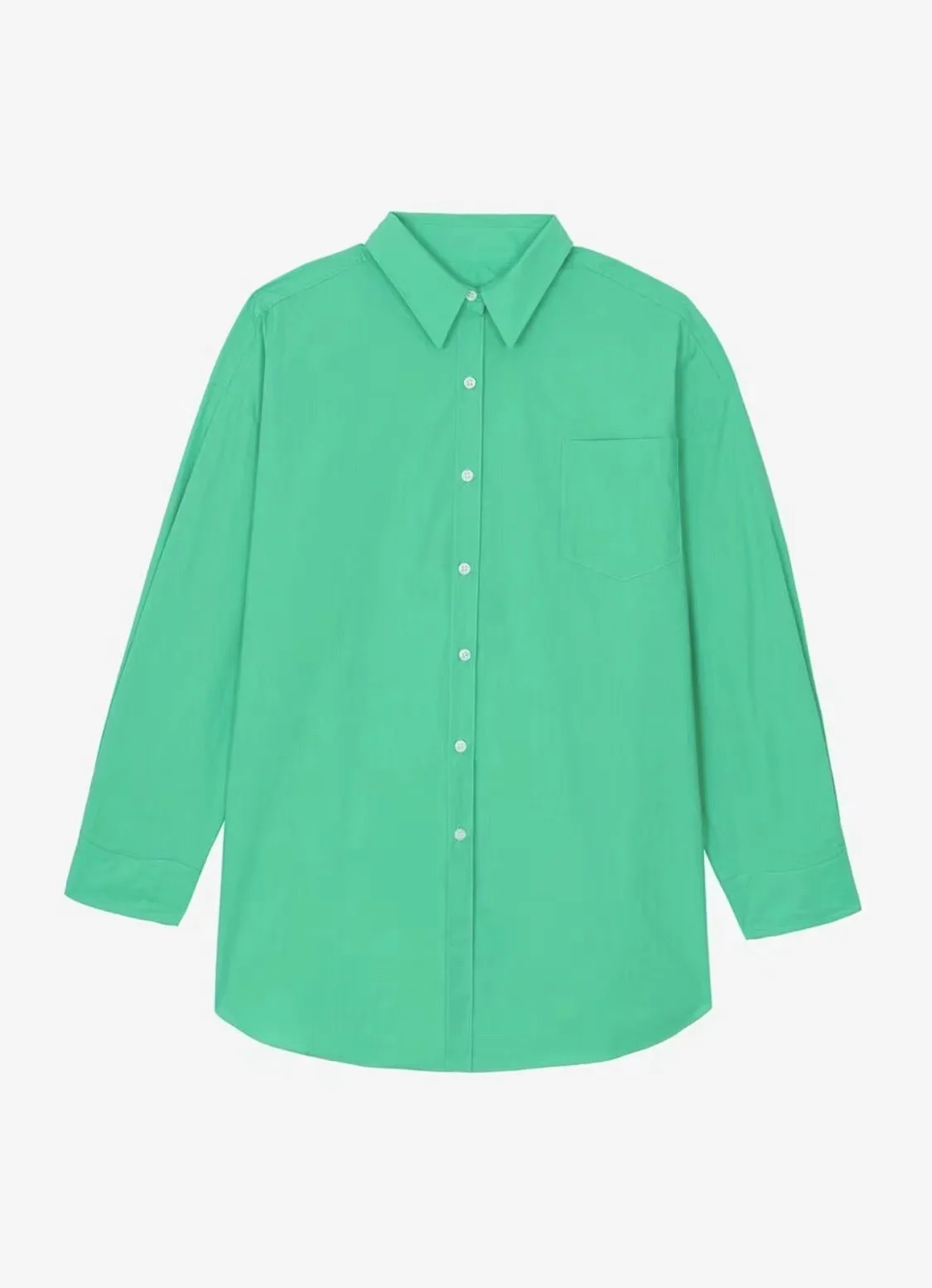 INS camicia verde Super calda per donna 2022 nuova camicia monopetto da donna tinta unita e Top con tasca singola