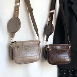 New Fashion Female Shoulder Bags Mother Child Package 3pcs Crocodile Pattern PU Soft Surface Women's Leisure Trend Crossbody Bag